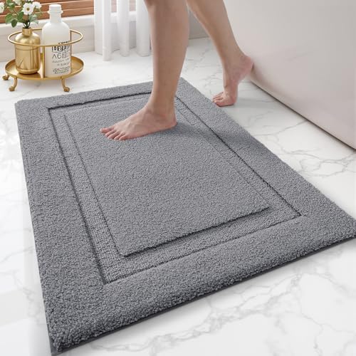 LUMI Ultra Soft Bathroom Rugs Absorbent, Non Slip Bath Mat 20x32, Dark Grey by LUMI