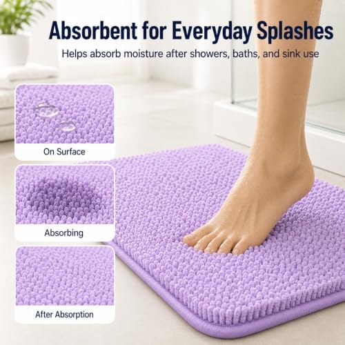 RUN HELIX Chenille Bathroom Rugs - 3 Piece Bath Mats, Non-Slip Luxury Bathroom Runner Rugs, Extra Soft and Absorbent Shaggy Rugs, Washable Dry Plush - Image 3
