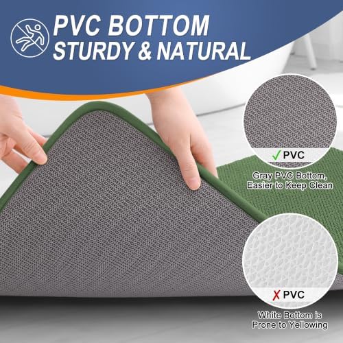OLANLY Memory Foam Bathroom Rugs 30x20, Absorbent Bath Mat, Olive Green - Image 4