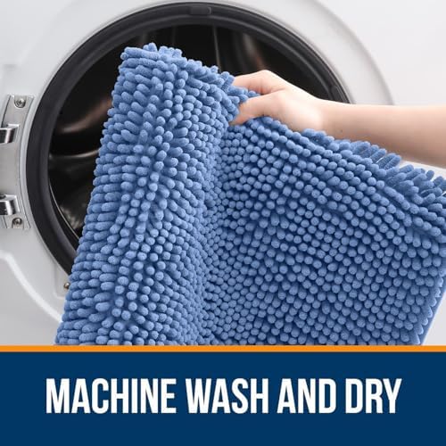 OLANLY Bathroom Rugs Sets 3 Piece, 36"x24"+24"x16"+24"x20", Cornflower Blue - Image 4