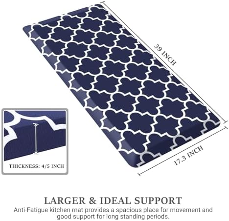 WISELIFE Anti Fatigue Mats for Kitchen Floor, 17.3" x 39", 4/5 Inch, Blue - Image 2