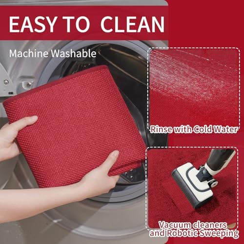 YDKGL Kitchen Rugs Kitchen Mats for Floor Non Slip Washable Red 17"x47" - Image 4