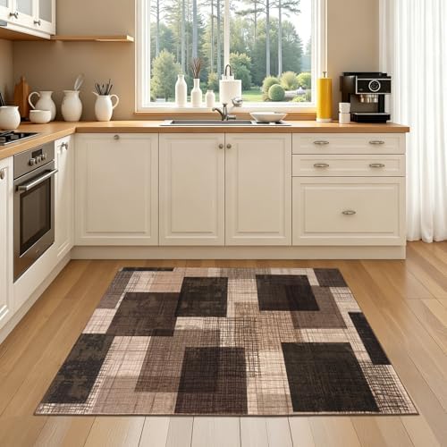Washable 2x3 Entryway Rug, Throw Rugs with Rubber Backing, Chocolate - Image 4