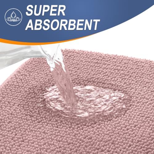 OLANLY Memory Foam Small Bathroom Rug 24x16, Absorbent Bath Mat, Dusty Rose - Image 3