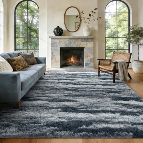 5x8 Ft Large Shag Plush Rugs for Living Room, Ultra Soft Fluffy Furry Area Rugs Non-Slip Carpet for Bedroom, Nursery, Kids Room,Dorm, Aesthetic Home Decor (Blue) - Image 2
