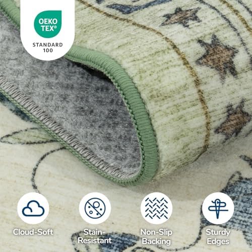 Lessymo Area Rugs 9 x 12 for Living Room,Large Washable Carpet Light Blue - Image 6