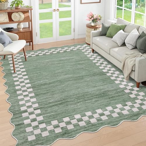 GarveeHome Washable Rug 5x7 for Living Room Large Bedroom Scalloped Rug by GarveeHome