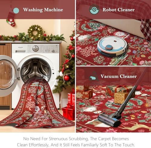 Rugxara Christmas 2x6 Runner Rug for Hallway Kitchen Entryway, Red - Image 6