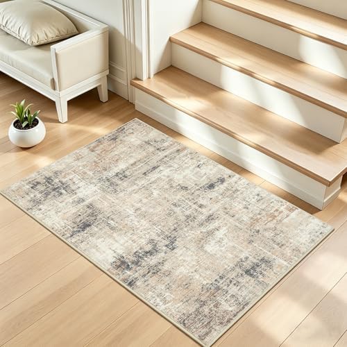 2x4 Area Rugs for Entryway Bathroom, Abstract Kitchen Mats for Floor,Gold - Image 2