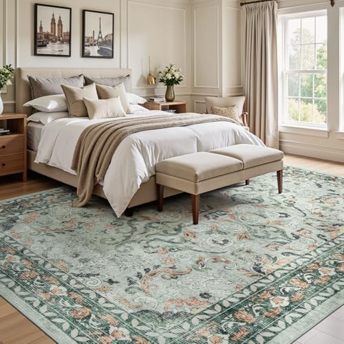 10x14 Area Rugs for Living Room, Washable Non-Slip Large Rug, Sage Green - Image 2