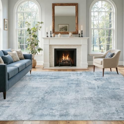 4x6 Ft Abstract Washable Area Rugs for Living Room Blue - Image 3