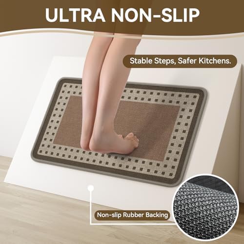 Kitchen Mats for Floor, Non Slip Kitchen Rugs, 17x30 Brown - Image 3