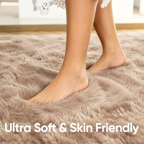 4x6 Beige Fluffy Soft Area Rug Non-Slip for Bedroom Living Room Playroom - Image 5