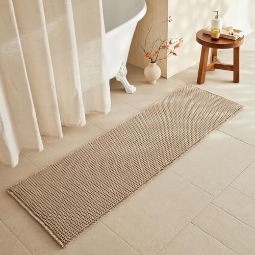 TYUU Waffle Runner Rug Bathroom, Long Boho Bath Mat, 72x24 Beige by TYUU
