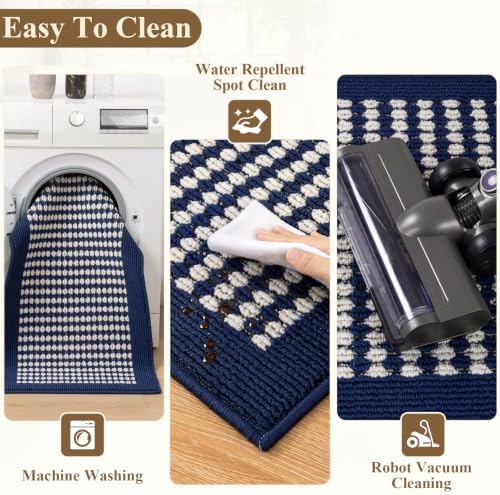Ileading Kitchen Mat Sets 3 Piece Washable Navy Kitchen Floor Runner Rugs - Image 3
