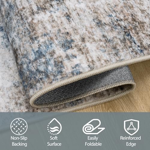 9x12 Area Rugs for Living Room Washable Bedroom Dining Room Brown Blue - Image 4
