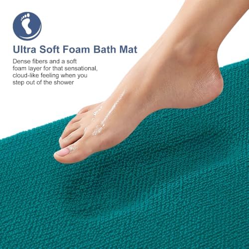 OLANLY Memory Foam Large Bathroom Rugs 59x35, Absorbent Bath Mat, Deep Lake - Image 2