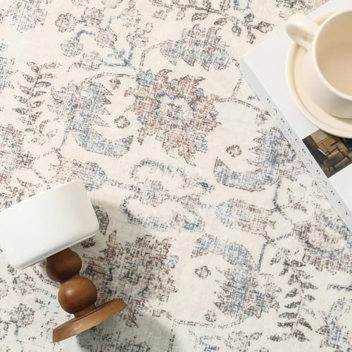 PureCozy Taupe Runner Rug 2x4 Vintage Floral - Image 6