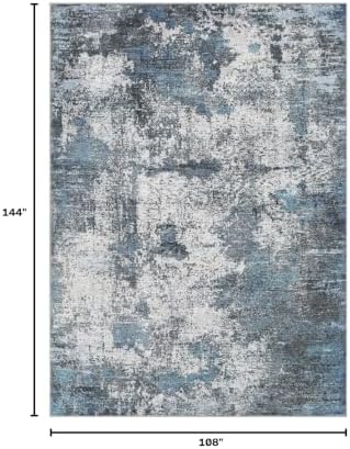 DMOYEST Area Rug Living Room Rugs - 9x12 Large Soft Indoor Neutral Modern Abstract Low Pile Washable Rug Carpet for Bedroom Dining Room Farmhouse Home Office - Grey Blue - Image 2