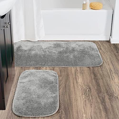 Garland Rug Traditional Nylon Washable Platinum Gray 2 Bath Rugs (21" X 34", 22" X 60") - Soft, Absorbent, and Stylish for Your Bathroom - Image 2