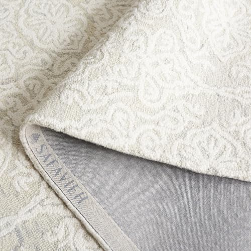 SAFAVIEH Blossom Collection Runner Rug - 2'3" x 16', Silver & Ivory, Handmade Wool, Ideal for High Traffic Areas in Living Room, Bedroom (BLM112G) - Image 7