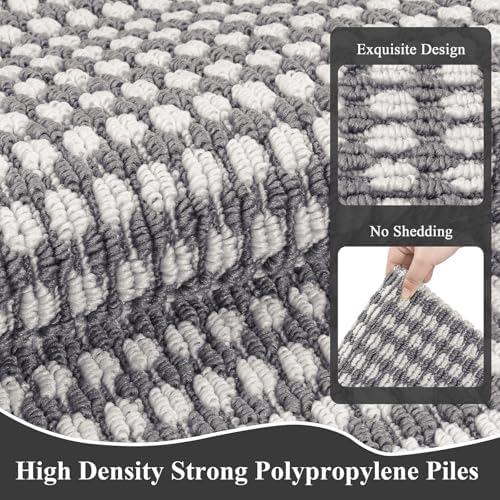 Ileading Laundry Room Runner Rug 2x5ft Non Slip Farmhouse Kitchen Floor Mats with Rubber Backing Machine Washable Indoor Doormat Low-Profile Carpet for Hallway Entryway(Grey) - Image 3