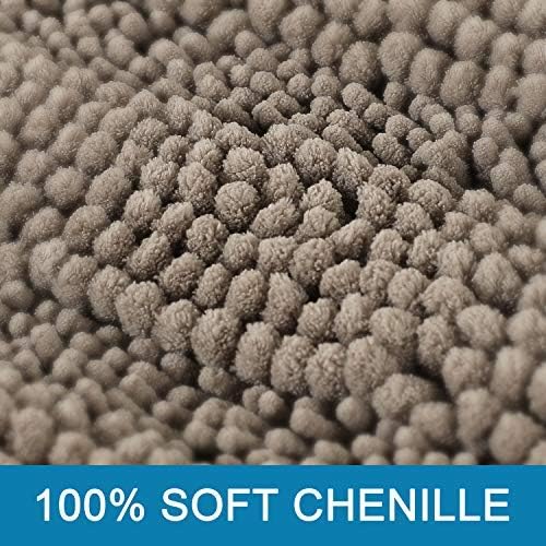 H.VERSAILTEX Bathroom Rugs Bath Rug Set 2 Piece Bathroom Contour Rug Toilet Mat Sets Non Slip Contour Bath Rug Ultra Thick Water Absorbent Striped Bath Mats Washable(47" x 17" Plus 20" x 20" U, Taupe) - Image 3