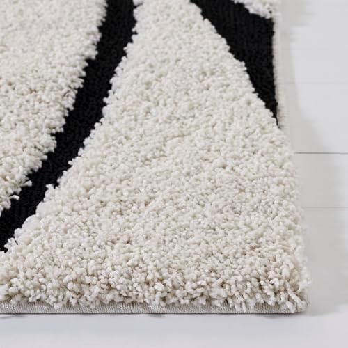 SAFAVIEH Florida Shag Runner Rug 2'3"x7', Soft Ivory & Black SG471-1290 - Image 5