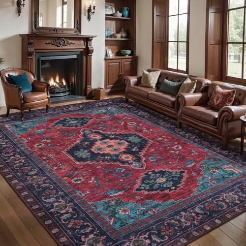 Tangsoo Vintage 5x7 Washable Area Rugs for Living Room, Non Slip Large Rug by Tangsoo