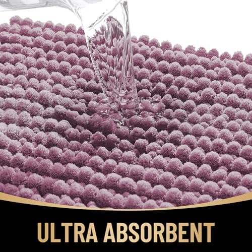 OLANLY Thick Chenille Absorbent Bathroom Rugs Mat 36x24, Deep Plum - Image 3