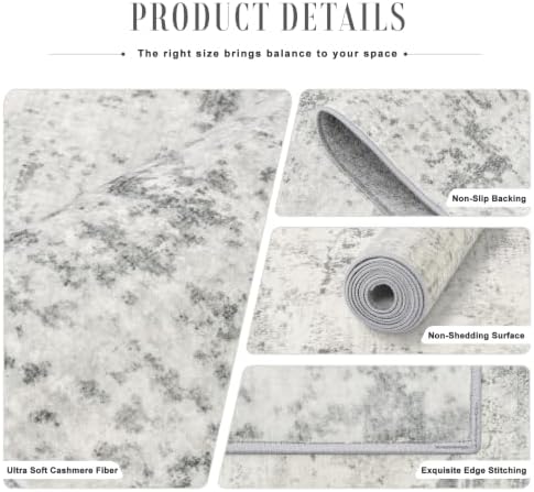 2x6 Washable Runner Rug：Modern Abstract Kitchen Soft Carpet Gray - Image 7