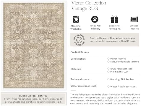 HUGEAR Entryway Area Rugs 2x3 Beige Vintage Rug - Image 3