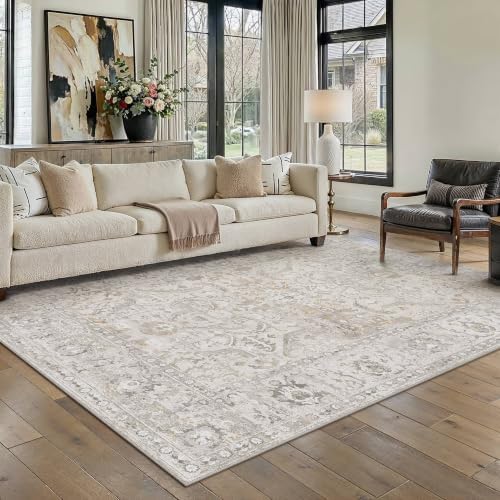 HUGEAR Area Rugs 6x9 Washable Rug Beige Grey by HUGEAR
