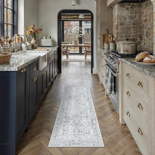 PureCozy Navy Blue Runner Rug 2x5 Vintage Floral - Image 2