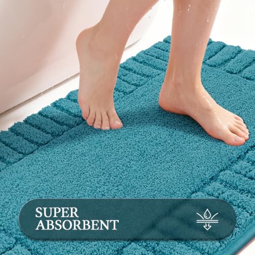 Pauwer Bathroom Rugs Sets 2 Piece, Non Slip Plush Bath Mats, Dark Grey - Image 3