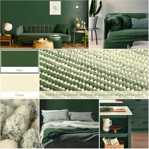 BSICPRO Large Bathroom Rugs Runner, 20x47 Chenille Bath Mats, Green - Image 2