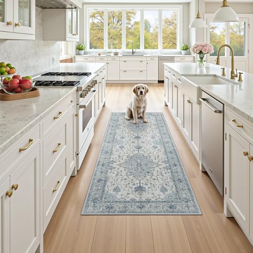 RELEANY Washable Area Rug, Small 2'x4', Blue/White/Gray - Image 2