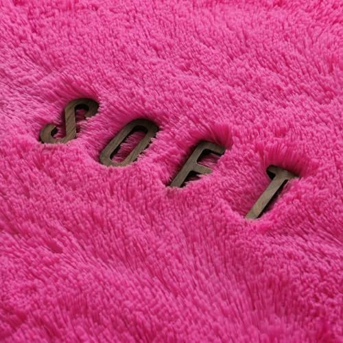 Hot Pink Fluffy Area Rug 5x8 Ft, Washable for Living Room - Image 6