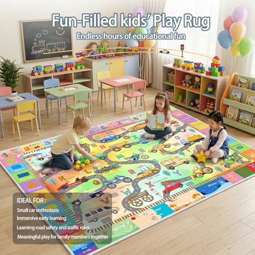 5'x7' ABC Rug for Kids Playroom, Classroom, Car Rug Play Mat for Children Girls Boys Bedroom, Educational Kids Carpet for Learning Alphabet, Numbers, Colors, Shapes - Image 5