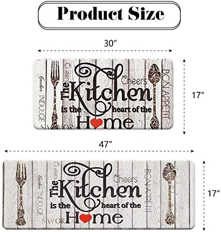 FRESHMINT Farmhouse Kitchen Mats Sets 2 Piece Cushioned Anti-Fatigue Comfort Mat for Home & Office Ergonomically Engineered Memory Foam Kitchen Rug Waterproof Non-Skid, 30" by 17" + 47" by 17",Home - Image 2