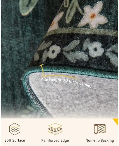 4x6 Green Animal Washable Area Rug for Living Room, Vintage Print - Image 2
