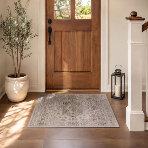 Rugshop Vintage Medallion Machine Washable Non-Slip Area Rug, 2'x3' Cream - Image 6