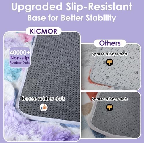KICMOR Purple Rainbow Checkered 5x7 Area Rugs for Living Room, Colorful Fluffy Soft Fuzzy Shag Shaggy Bedroom Carpet, Cute Indoor Furry Plush Rug for Kids Girls Dorm Nursery Home Decor Aesthetic - Image 4