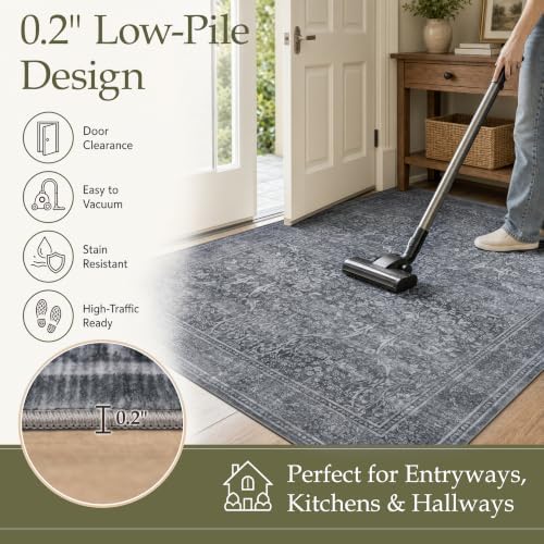 JOLLYVOGUE 9x12 Area Rugs for Living Room, Vintage Washable Rug, Grey - Image 6