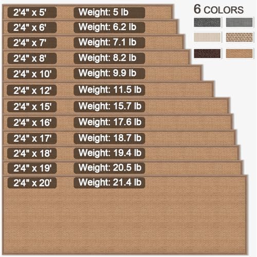 8ft Natural Jute Hallway Runner Rug Non Slip Washable, Rubber Backed Long Indoor Entryway Runner, Absorbent Kitchen Carpet Sink Rug, Camel - Image 4