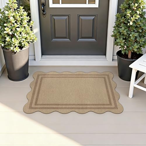 Easy Jute Outdoor Mats for Front Door, 2x3 Small Washable Kitchen Rugs, Farmhouse Brown Throw Rug Non Slip Indoor Outdoor Carpet for Entryway Porch Foyer - Image 3