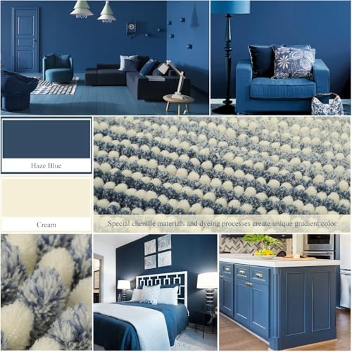 BSICPRO Bathroom Rugs, 17x24 Chenille Bath Mats, Haze Blue - Image 2