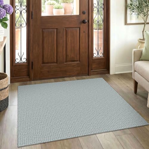 EARTHALL Washable Entryway Rug, Non Slip Doormat, 3x4 Ft, Turquoise/Gray by Unknown