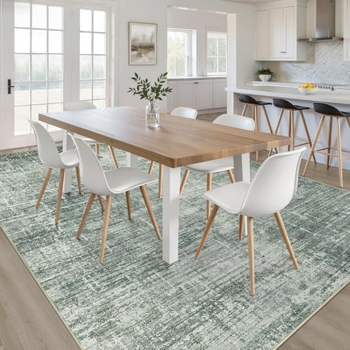 LOONGRUG 10x12 Area Rug Washable Neutral Modern Living Room Rug Dark Green - Image 5