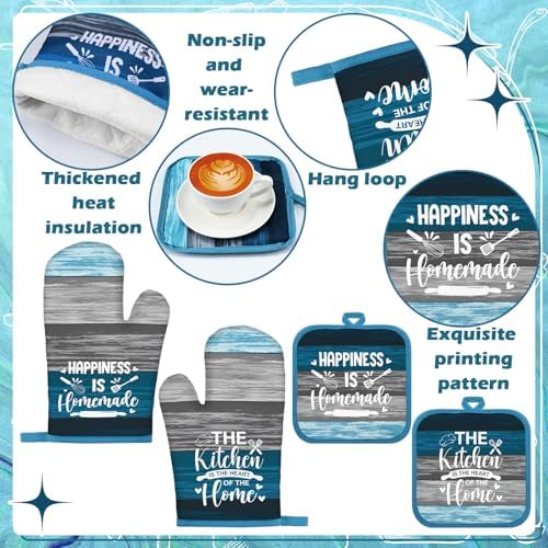 Fourluoo 10 Pcs Rustic Blue Kitchen Decor Set - Image 6